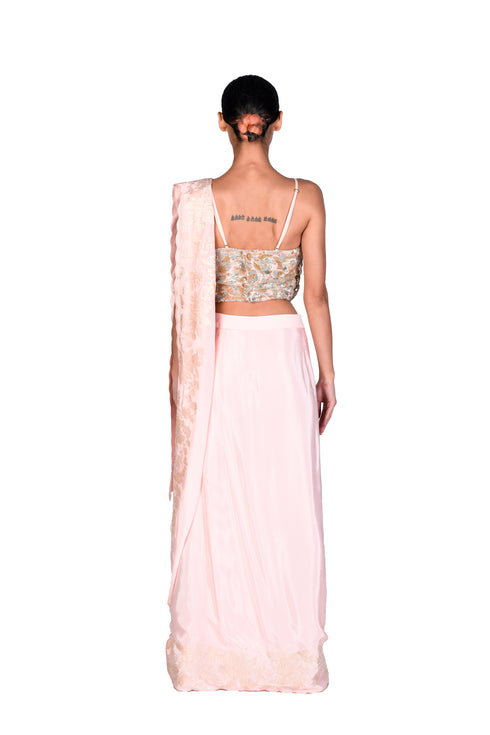 Dahlia EMB Bustier with issue applique Draped Saree