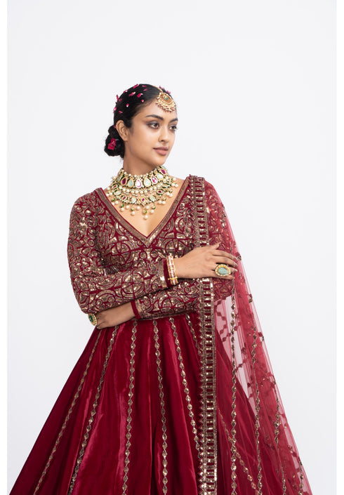 Mehroon lehenga set