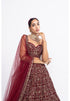 Mehroon fully embroidered corset lehenga set