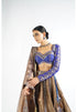 Royal Blue And Copper Shimmer Organza Lehenga Set
