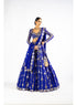 Royal Blue Big Flower Linear Lehenga Set