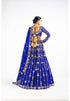 Royal Blue Big Flower Linear Lehenga Set
