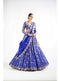 Royal Blue Small Flower Linear Lehenga Set