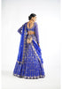Royal Blue Small Flower Linear Lehenga Set