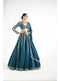 Dark Teal Flower Linear Lehenga Set