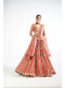 Mellow Rose Big Flower Linear Lehenga Set