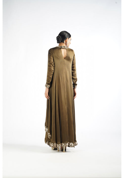 Olive Green Mirror Scallop Pant Kurta Set