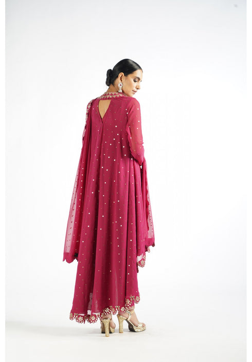 Mellow Wine Scallop Pant Kurta Set