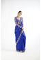 Royal Blue Mirror Work Blouse Saree Set