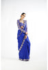Royal Blue Mirror Work Blouse Saree Set