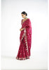 Mellow Wine Mirror Work Blouse Saree Set