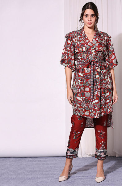 Night Floral Printed Jacket And Pants