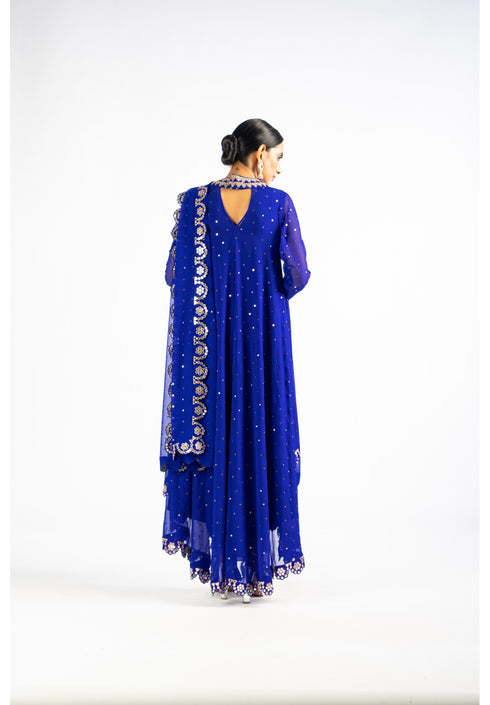 Royal Blue Scallop Pant Kurta Set